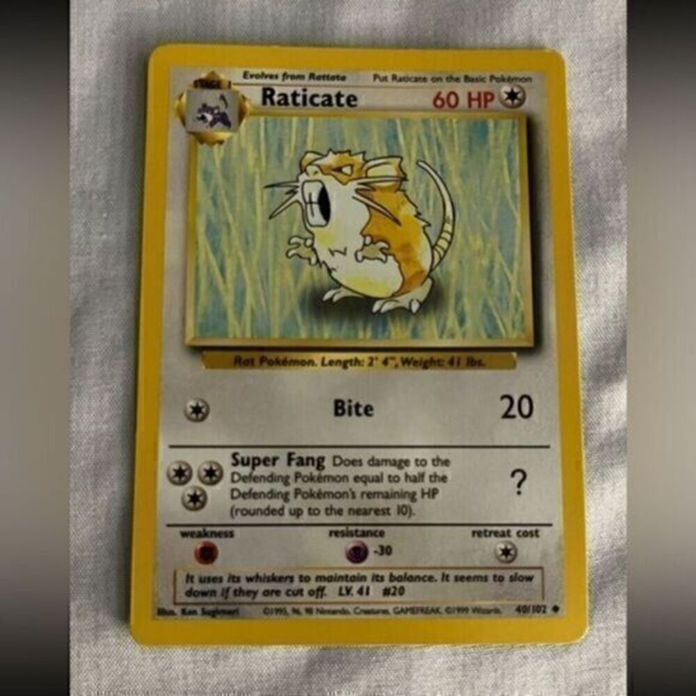 Raticate 40/102 Base Set Unlimited Pokemon Card